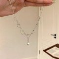 wholesale S925 sterling silver lace pearl necklace, small and luxurious, vintage French-style elegant design, handmade sterling silver collarbone chain for women-0-4