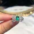 wholesale S925 Silver New Bow Ring Women's Emerald 5*7 Design Sense European and American Fashion-0-3
