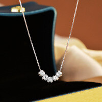 wholesale Metal: S925 Sterling Silver Gold Plated Maker Five Blessings Pendant Necklace, Small Luck Pearl Collarbone Chain, Qixi Festival Valentine's Day Gift-Five Blessings Necklace--Silver White 925 Silver