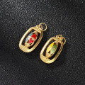 wholesale Gold-Plated 925 Silver Rotating Mantra Bucket Nine-Eye Dzi Bead Enamel Pendant for DIY Necklace Bracelet Accessories-0-1