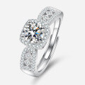 Sterling Silver 1ct Moissanite Vintage Lace Princess Cut Bridal Ring-0-2