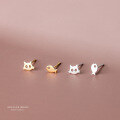 wholesale 925 Sterling Silver Cat and Fish Stud Earrings for Women-0-0