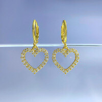 wholesale Sterling Silver New Hollow-Out Heart Earrings for Women, Viral Same Style Versatile Ear Wholesale-E217 Gold &gt;925 Silver