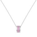 wholesale 925 Sterling Silver Hot-selling XHS Little Waist Necklace for Women, Japanese and Korean Style High-end Minimalist Small Pink Zircon Pendant Choker-0-5