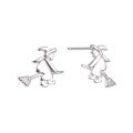 wholesale S925 sterling silver cross-border creative design fashionable earrings, European and American style small witch broom earrings for women-0-4