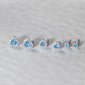 wholesale S925 Sterling Silver Korean Style Sparkling White Diamond Heart Stud Earrings Simple Sweet Blue Diamond Heart-shaped Earrings M06515-0-2