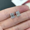 wholesale 18K/14K/10K Gold High-Quality Pure 18K Gold Emerald Cut 2-Carat Moissanite Stud Earrings with Au750 Empty Setting-0-2