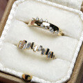 wholesale S925 Silver Plated 14k Gold White Zircon Ring, Japanese Retro Minimalist Style-0-2