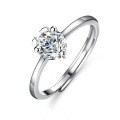 Silver Moissanite Deer Antler Ring-0-2