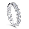 wholesale 925 Sterling Silver Amazon Cross-Border New Ring, European and American Creative Leaf-Shaped Stackable Ring with Zirconia, Niche Women's Ring-0-4