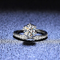 Silver Moissanite Princess Crown Ring for Live Streaming Supply-1 carat (set with zircon)  Adjustable opening
