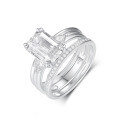 wholesale S925 Sterling Silver Set Square Moissanite Ring Set Fashion Stackable Rings Amazon Best Seller Wholesale-0-5