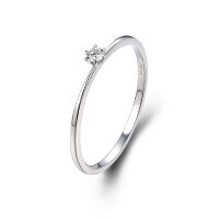 wholesale New 9K white gold and Moissanite minimalist and fresh small-design ladies' diamond ring tail ring jewelry-9K White Gold-Moissanite>HK13#