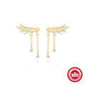 wholesale S925 Sterling Silver Tassel Marquise Diamond Olive Leaf Drop Earrings-0-0