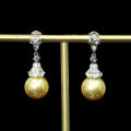 wholesale 925 Silver Gold-Plated Earrings with High-Carbon Diamonds and South Sea Gold Pearls, Fashionable and Exquisite Jewelry, Versatile Women's Earrings-0-2