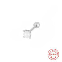 wholesale S925 Sterling Silver Mini Threaded Ear Bone Stud Piercing Earrings, a trendy and creative INS style popular in Europe and America-Single platinum-four-claw pearl