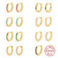 wholesale S925 Sterling Silver with Colorful Diamonds Classic Hoop Earrings,-0-0