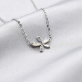 wholesale S925 Silver New Mini Daisy Internet-Famous Pendant Necklace, Trendy Fresh Flower Zircon Choker for Women-0-2