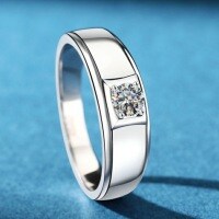 Sterling Silver Men's Moissanite Ring, Minimalist and Luxurious-30-point men's ring [Zircon]  Hong Kong serial number 18#