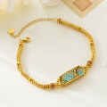 wholesale S925 Silver Nalan Literary Retro Niche Design Blue Floral Card Double Layer Beaded Wrap Bracelet S7813-0-3
