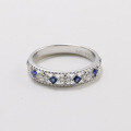 wholesale 18K Gold Art Li Jewelry Wholesale Fashion Commuter Style Minimalist Hollow Blue Sapphire Full-Cut Diamond Ring-0-1