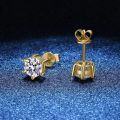 S925 Silver Gold-Plated D Color Moissanite Six-Prong Stud Earrings-0-4