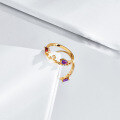 wholesale 925 Sterling Silver Gold Plated Japanese Light Luxury Vintage Style Spring New Natural Colored Gemstone Ring for Women Wholesale-0-2