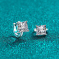 S925 Sterling Silver Moissanite Square Stud Earrings for Women-0-0