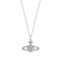 Sterling Silver Vivienne Westwood Flat Colored Diamond Large Saturn Necklace-0-3