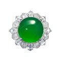 wholesale S925 silver jewelry with luxurious setting of high ice green chalcedony elegant large cabochon 12mm agate ring, hot selling on live broadcast-0-4