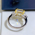 wholesale S925 Silver New High Carbon Diamond 5 Carat Square Cushion Cut Yellow Pink Simulated Diamond Ring for Women-0-2