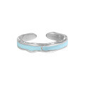 wholesale S925 Sterling Silver Original Niche Design Cold-toned Irregular Textured Blue Drip Glaze Open Adjustable Ring Unisex-0-5