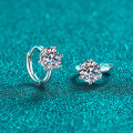S925 Sterling Silver Moissanite Six-Prong Solitaire Stud Earrings, Simple and Versatile-0-0