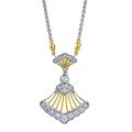wholesale S925 silver gold-plated fan pendant necklace, a versatile fashion piece that supports drop shipping and is ideal for live streaming-0-4