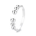 wholesale S925 Sterling Silver Fashion Minimalist Cross-Border Small Bead Simple Circle Cold and Trendy Design Open Adjustable Ring for Women-0-5