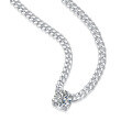 wholesale 18k White Gold Plated Silver 3mm Wide Cuban Chain 1ct Moissanite Necklace-0-4