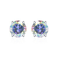 Gold-Plated S925 Silver Classic Four-Prong Moissanite Stud Earrings, Cross-Border Hot Seller.-Four-prong earrings (AB colored diamonds)  1-carat moissanite
