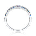 wholesale S925 Sterling Silver Europe and America Fashion White and Blue Color Contrast Zirconia Row Diamond Stacking Ring Personality Sterling Silver Ring for Women Wholesale from Factory-0-4