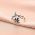 wholesale 925 Silver Korean Retro Vintage Rose Flower Ring Minimalist Design Ins Band-0-2