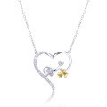 wholesale S925 silver and diamond Korean-style fashion sweet heart-shaped pendant necklace, creative and unique women's collarbone chain-0-4