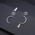wholesale S925 Silver French Romantic and Light Luxury Designer Earrings with Natural Amethyst Gemstone Ear Studs and Drops-0-1
