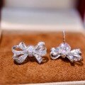 wholesale S925 Sterling Silver Red Elk Heavy Version Bow Zircon Ear Studs for Women, Versatile Internet-Famous Style Elegant and Fashionable Exquisite Earrings-0-3