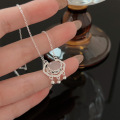 wholesale S925 Sterling Silver Chalcedony Peace Lock Necklace for Women New Chinese Style Luxury Versatile High-End Collarbone Chain-0-0