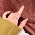 wholesale S925 sterling silver hollow floral ring for women, Korean-style petal design, luxurious and trendy, small and unique, fashionable index finger ring-0-5