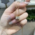925 Silver Cross-borderIns Style Emerald Cut Moissanite Pendant Necklace-0-1