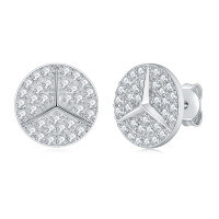 wholesale Round Bezel-Set Full Moissanite Three-Pointed Star Stud Earrings in Metal for Cross-Border E-Commerce Hot Selling in Europe and America-12.5mm wide (0.8ct) >925 silver