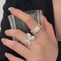 wholesale S925 Sterling Silver Butterfly Adjustable Ring for Women, Ins Trendy Versatile Luxury New Geometric Ring with High-End Feel-0-0