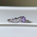 wholesale 18K White Gold 1-carat D-color moissanite ring for women, D-color hollow moissanite VVS1 cross-border wholesale purple diamond ring factory direct-0-1