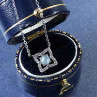 S925 Silver High-Quality Natural Weicui Four-Leaf Clover Pendant-Four-leaf clover necklace  925 silver