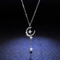 925 Silver Pendant Necklace with 1-Carat Moissanite, Star Moon Tassel Design-0-2